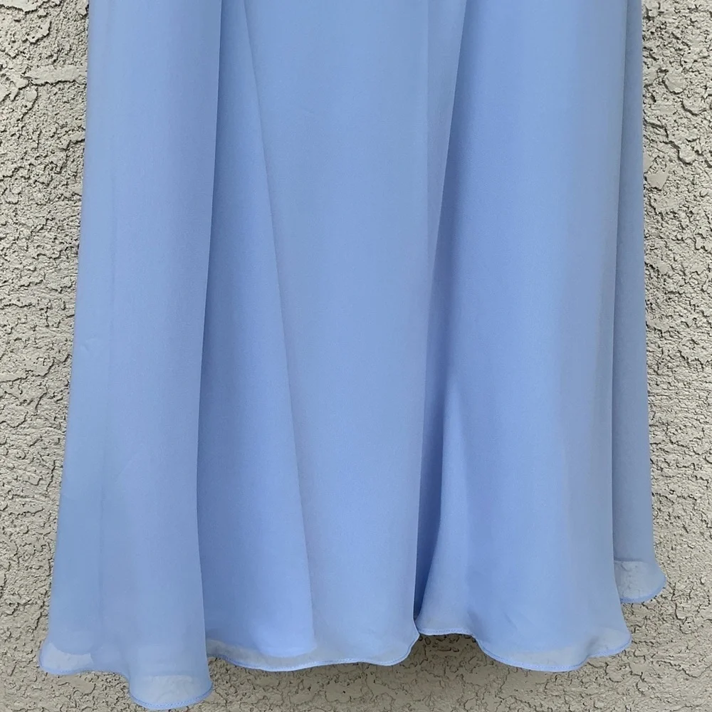 NWT Thread Dessy Group Lux Chiffon Layla Maxi Dress Gown Size 16 Sky Blue TH012